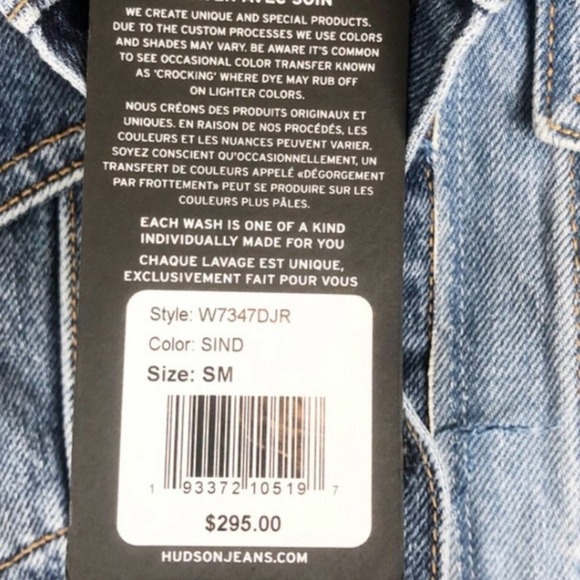 Hudson NWT Spliced Trucker Deconstructed Denim Jacket Patchwork Blue Distressed - Picture 8 of 8